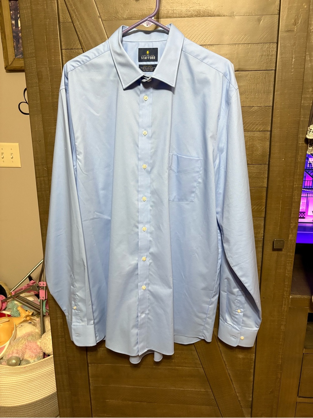 Stafford Light Blue Men's Dress Shirt - Classic Point Collar